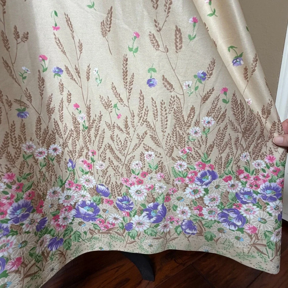 Vintage‎ Tan Floral Wheat Long Sleeve Nightgown Loungewear Women XL Granny READ